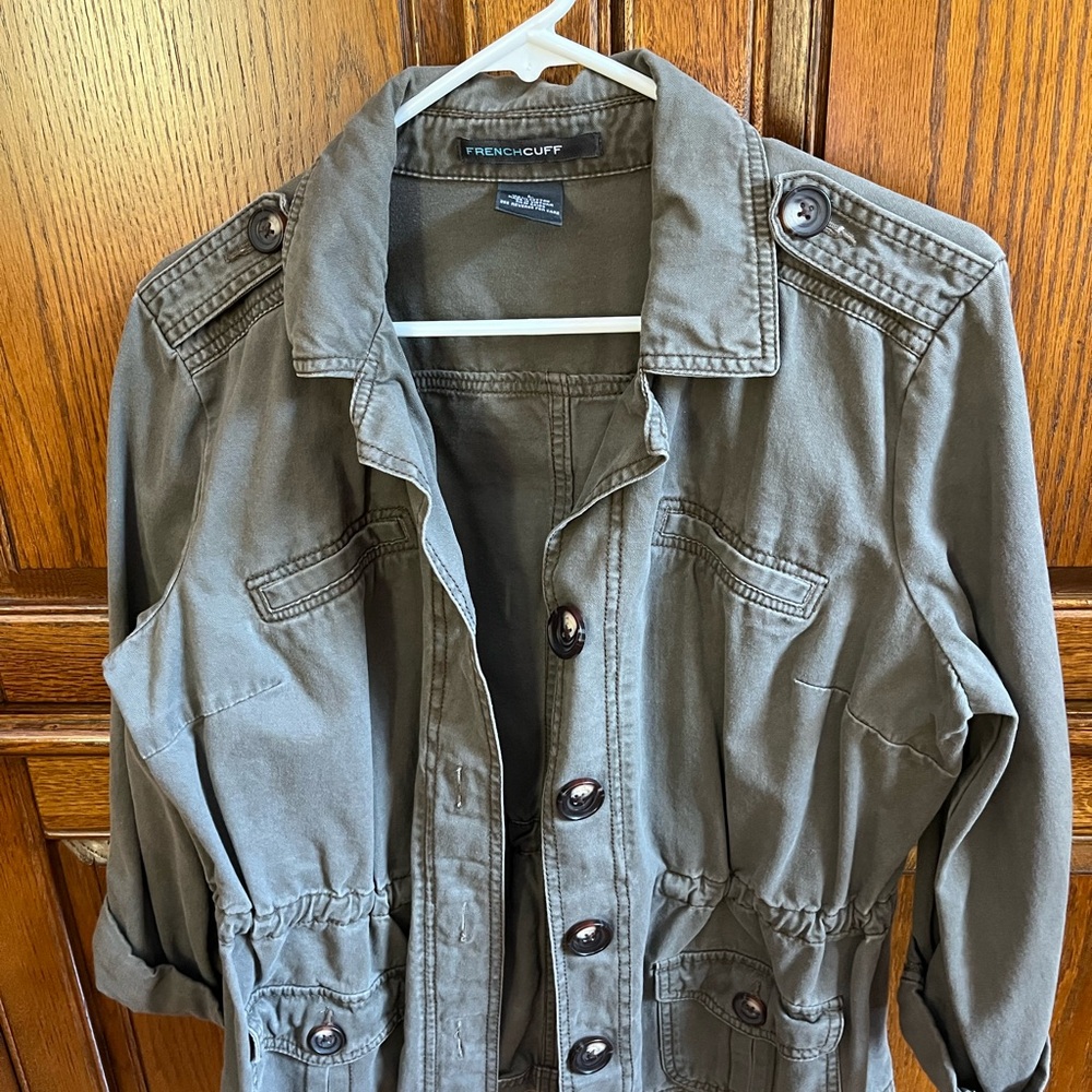 French Cuff Olive Green Jacket